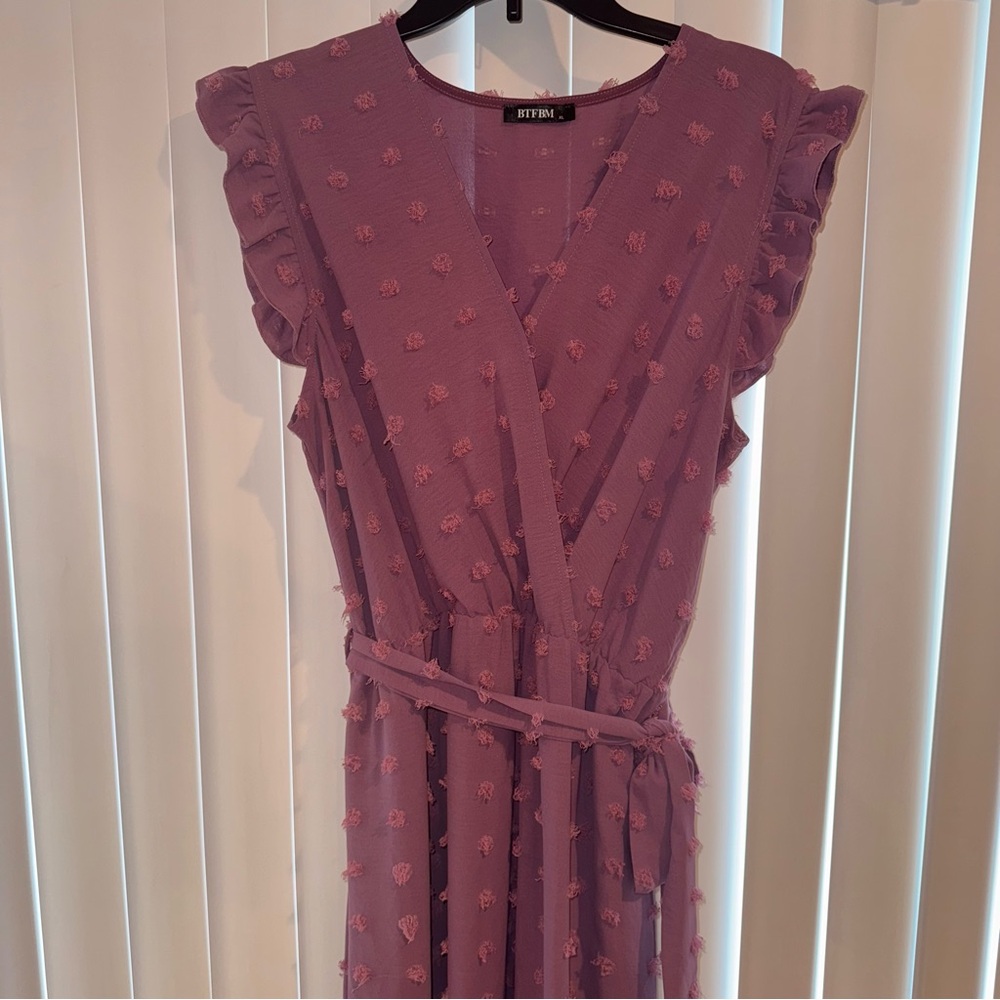 BTFBM Boho Swiss Dot Ruffle Dress